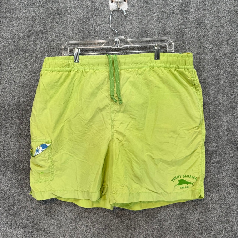Tommy Bahama Swim Trunks Mens Large Lime Green Embroidered Marlin Relax Beach